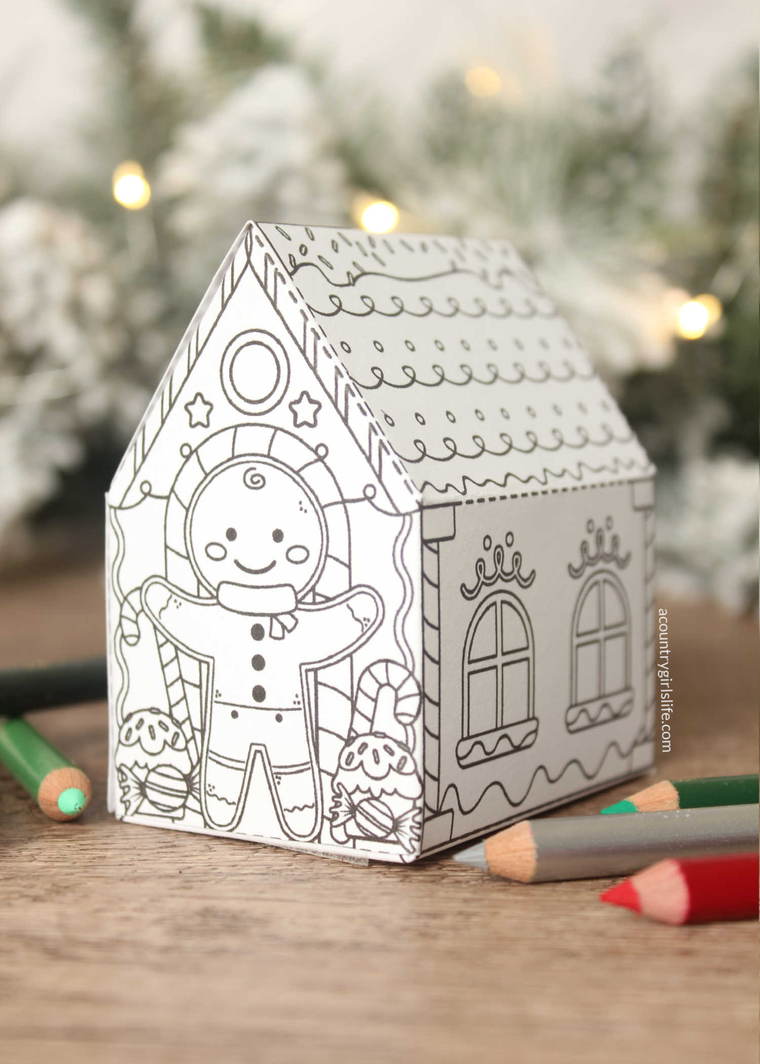 gingerbread house to color (free 3d printable) - a country girl's life